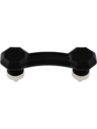 Black Octagonal Glass Bridge Handle with Brass Base 3-Inch Center-to-center